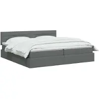 vidaXL Letto a castello con contenitore LED con materasso, grigio scuro, 200 x 200 cm, tessuto