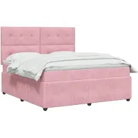 vidaXL LED letto a molle con materasso rosa 140 x 200 cm in velluto