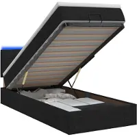 vidaXL Panca-letto con materasso e luci LED, nera, 90 x 200 cm, rivestita in tessuto