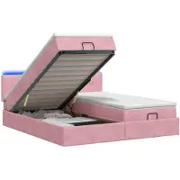 vidaXL Panca-letto con materasso e luci LED rosa, 160 x 200 cm, in velluto