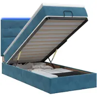 vidaXL Panca-letto con materasso e luci LED, blu scuro, 100 x 200 cm, in velluto