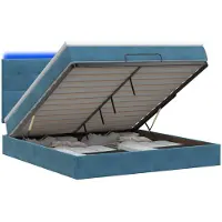 vidaXL Letto contenitore con materasso e luci LED, blu scuro, 160 x 200 cm, rivestito in velluto