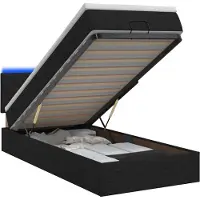 vidaXL Panca-letto con materasso e luci LED, nera, 90 x 190 cm, rivestita in tessuto