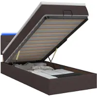 vidaXL Panca-letto con materasso e luci LED, marrone scuro, 90 x 200 cm, rivestita in tessuto