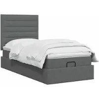vidaXL Panca-letto con materasso e luci LED, grigio scuro, 100 x 200 cm, tessuto