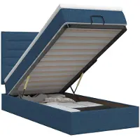 vidaXL Panca letto con materasso e poggiatesta, blu, 80 x 200 cm, tessuto