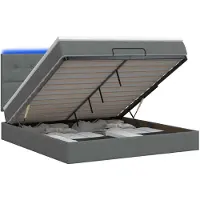 vidaXL Panca-letto con materasso e luci LED, grigio scuro, 140 x 200 cm, tessuto