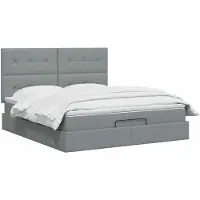 vidaXL Panca-letto con materasso e luci LED, grigio chiaro, 180 x 200 cm, tessuto