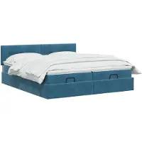 vidaXL Panca-letto con materasso e luci LED, blu scuro, 180 x 200 cm, in velluto