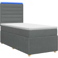Syfax Letto boxspring LED con materasso grigio scuro 90 x 200 cm tessuto