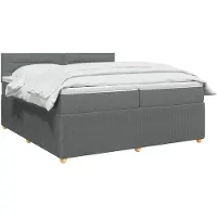 vidaXL Letto a molle con materasso grigio scuro 200 x 200 cm in tessuto