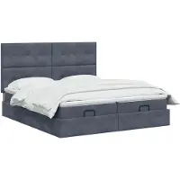 vidaXL Letto contenitore con materasso e luci LED, grigio scuro, 160 x 200 cm, rivestito in velluto