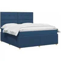vidaXL LED letto a molle con materasso blu 160 x 200 cm tessuto
