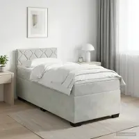 Prolenta Maison Exclusive - Letto boxspring con materasso grigio chiaro 90 x 190 cm velluto