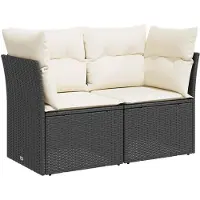 vidaXL Set di divani da esterno, 6 pezzi, nero e crema, in rattan sintetico e acciaio