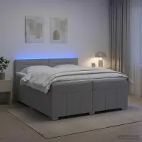 Prolenta Maison Exclusive - Letto boxspring con materasso Grigio chiaro 200 x 200 cm Tessuto