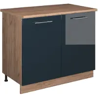 Vicco Mobile lavello cucina Fame-Line Blu scuro lucido/Rovere dorato 100 cm, PL Rovere, Model 61969