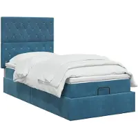 vidaXL Panca-letto con materasso e luci LED, blu scuro, 90 x 200 cm, in velluto