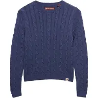 Superdry per donna. W6110801A Maglione essenziale con cavo marino (S), Casual, Cotone, Navy