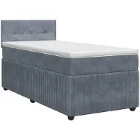 Syfax Letto a molle con materasso grigio scuro 80 x 200 cm in velluto