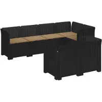 vidaXL Divano da giardino per 7 persone, con cuscini, aspetto rattan, materiale PP, colore antracite