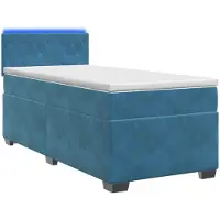 Syfax Letto con boxspring, materasso e illuminazione LED blu, dimensioni 100 x 200 cm, rivestito in velluto