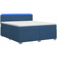 Syfax Letto con rete a molle, materasso e illuminazione LED blu, dimensioni 140 x 200 cm, rivestito in tessuto