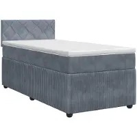 Syfax Letto a molle con materasso grigio scuro 90 x 190 cm in velluto