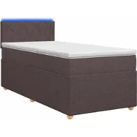 Syfax Letto a molle con materasso marrone scuro 90 x 190 cm in tessuto