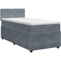 Syfax Letto a molle con materasso grigio scuro 90 x 190 cm in velluto