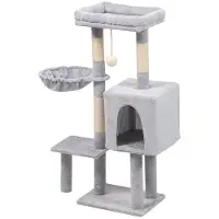 Yiwu Dylan Tiragraffi per Gatti a Più Livelli 108cm, Albero per Gatti con Cuccia e Amaca, Grigio