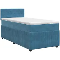 Syfax Letto a molle con materasso blu scuro 80 x 200 cm in velluto