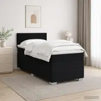 Prolenta Letto a molle insacchettate "Maison Exclusive" con materasso e illuminazione LED, colore nero, dimensioni 90 x 190 cm, rivestito in tessuto