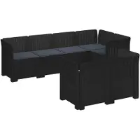 vidaXL Divano da giardino per 7 persone, con cuscini, aspetto rattan, materiale PP, colore antracite