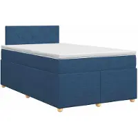 vidaXL Letto a molle con materasso e testiera blu 120 x 190 cm in tessuto