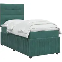 vidaXL LED letto a molle con materasso verde scuro 80 x 200 cm in velluto
