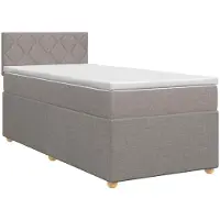 Syfax Letto a molle con materasso Taupe 100 x 200 cm in tessuto