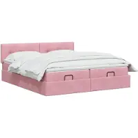 vidaXL Panca-letto con materasso e luci LED rosa, 200 x 200 cm, in velluto