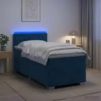 Prolenta Letto con boxspring, materasso e illuminazione LED blu, 90 x 200 cm, rivestito in velluto