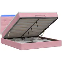 vidaXL Panca-letto con materasso e luci LED rosa, 140 x 190 cm, in velluto