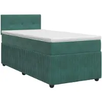 Syfax Letto a molle con materasso verde scuro 90 x 190 cm in velluto