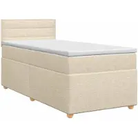 vidaXL Letto a molle con materasso crema 100 x 200 cm in tessuto