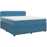 vidaXL Letto boxspring con materasso e testiera, blu, 140 x 200 cm, in velluto
