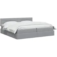 vidaXL Letto a castello con contenitore LED con materasso, grigio chiaro, 200 x 200 cm, tessuto