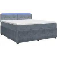 Syfax Letto a molle con materasso grigio scuro 140 x 200 cm in velluto