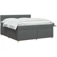 vidaXL Letto a molle con materasso grigio scuro 140 x 200 cm tessuto