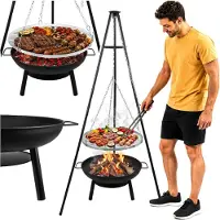 Kaminer 27515: Griglia da giardino con treppiede e braciere, altezza 167 cm, griglia da 58 cm
