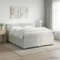 Prolenta Maison Exclusive - Letto boxspring con materasso grigio chiaro 140 x 190 cm velluto