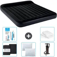 Intex Lettino - 2 persone - 183 x 203 x 25 cm - Blu scuro - Consegna inclusa Lenzuolo di ricambio - Bacio - Pompa - Set di riparazione e protezione per il cuscino