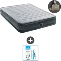 Intex Airbed - 2 persone - 152 x 203 x 33 cm - Grigio - Pompa inclusa - Kit di riparazione
